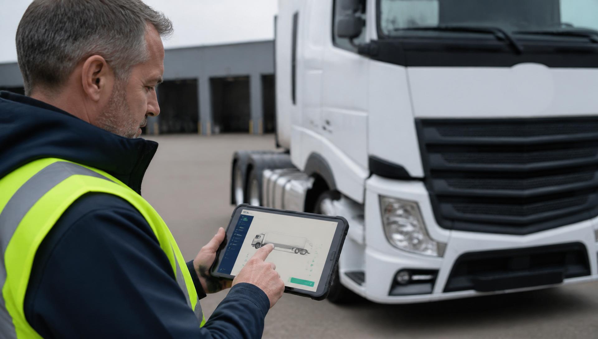 Fleet operator using PTC ERP on a tablet